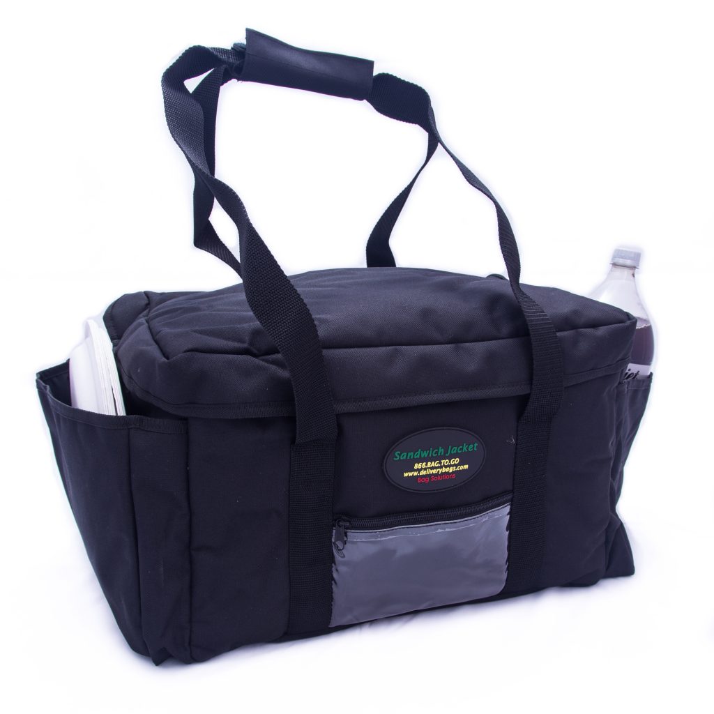 Large sandwich delivery bag with plates and drink
