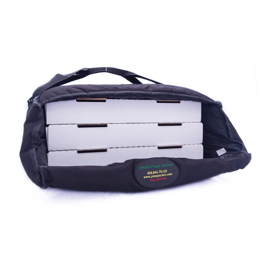 Small pizza jacket carrying 3 pizzas