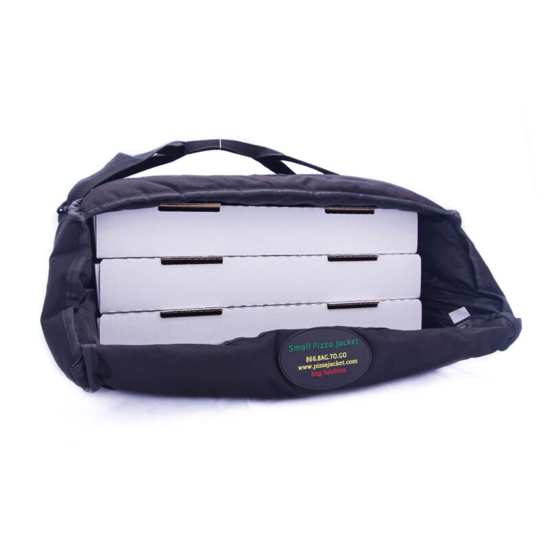Small pizza jacket carrying 3 pizzas
