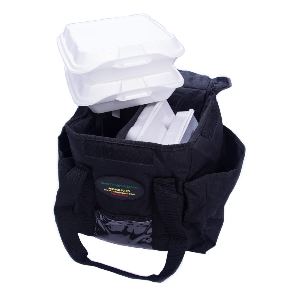 Small sandwich delivery bag showing capacity