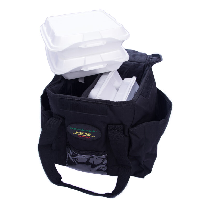 Small sandwich delivery bag showing capacity